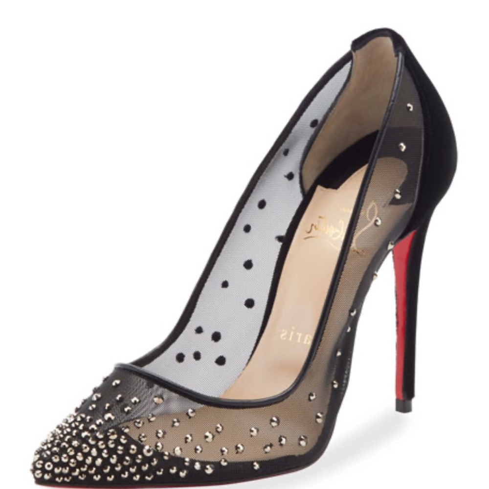 NWT-Christian Louboutin-Follies Strass 100 mm in black. Size 40 US 10.
